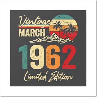 vintage march 1962 birthday retro Posters and Art